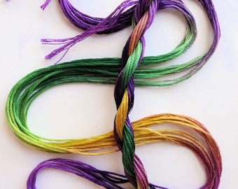 Embroidery floss "Mardi Gras" hand dyed cotton