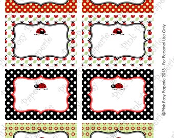 Printable Red Ladybug Birthday Party Food Labels - Instant Download