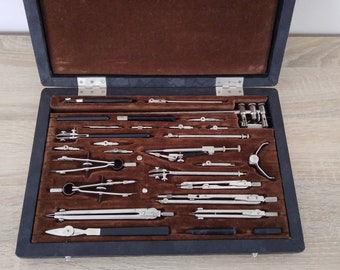 Professional Drawing Set, Drafting tools, Drafting Set, Drawing Instruments, big Case Instruments