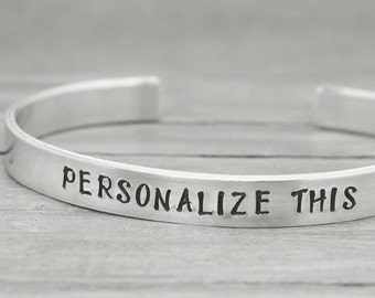 Personalized Custom Hand Stamped Message Sister Friendship Couple Cuff Bangle Bracelet