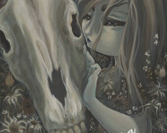 MidSummer Night's Dreary- Lowbrow gothic fantasy skull art print