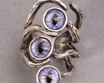 Dragon Eye Ring Evil Eye Ring Silver Branch Ring
