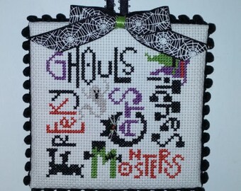 Finished Cross Stitch "Ghouls, Freeky"