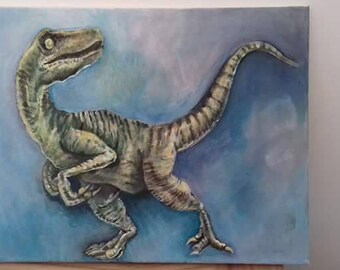 Hand painted dinosaur canvas