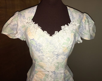 Vintage 1980s Scott McClintock Floral Cotton Dress