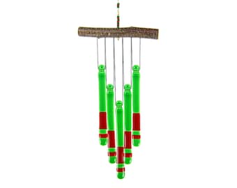 Red and Green Wind Chime, Red and Green Chime, Glass Windchime