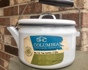 Vintage Enamel Tea Kettle