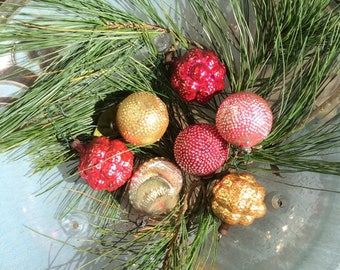 Vintage German Christmas Ornaments, Mercury Glass Ornaments, Vintage Christmas Ornaments, Lot of Vintage Christmas Ornaments, Pink, Silver