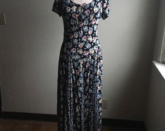 vintage 90s nostalgia made in india floral rayon maxi dress