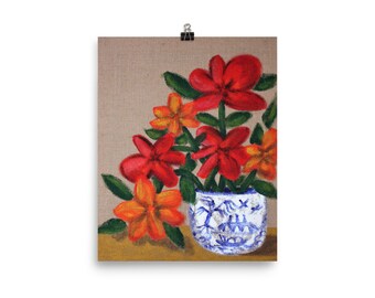 Blue Willow Flowers Poster