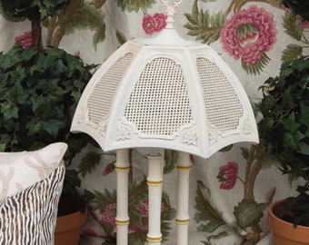 Vintage Faux Bamboo Table Lamp with Cane Shade