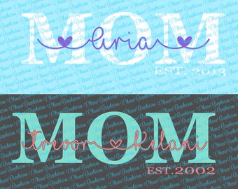 One Customizable MOM SVG file with child / childrens name and EST Year