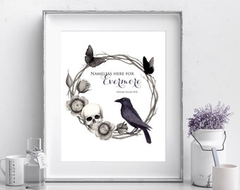The Raven - Edgar Allan Poe - Quote Print - Halloween Print - 8x10 - Instant Download