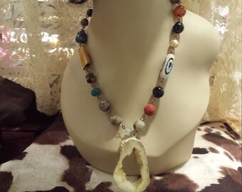 One strand beaded faceted assorted necklaces with center drop