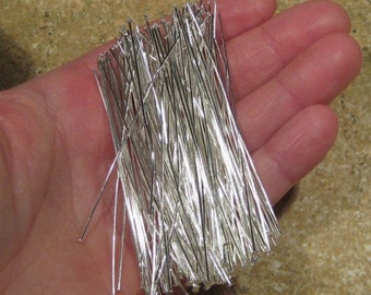 144 3" Silver Head Pins, 21 Gauge (0.7mm) With a 2mm Round Flat Head, Soft and Bendable Wire for Beading and Stringing (144 per set)