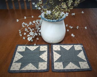 Quilted Coasters / Quilted Mug Rugs / Country Mug Rugs / Quilted Candle Mats / Mug Rugs / Country Decor / Primitive Decor / Handmade