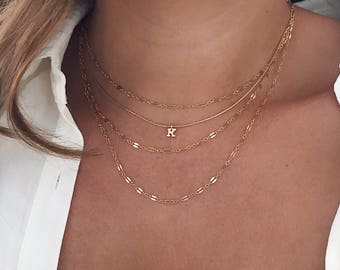 Initial Letter Necklace, Cuostom Layered Necklace , 14k Gold Fill, Delicate Necklace, Dainty Necklace, Name Necklace,