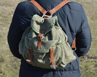 Vintage backpack - Canvas backpack - Hiking backpack - Nice rucksack - Hippie backpack - Small backpack - Travel backpack - Hipster backpack