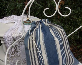 bag all uses, in antique cotton ticking