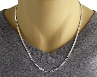Men's 925 Sterling Silver Cuban Curb Link Chain Necklace - 080 Gauge 3 mm - 20"/22"/24"
