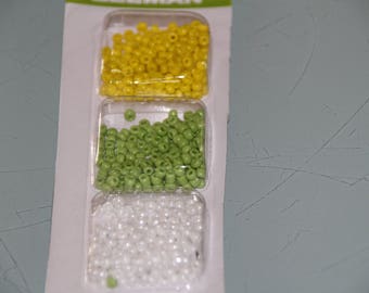 YELLOW white green seed beads