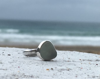 Ocean Blue Silver Seaglass Ring