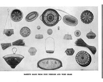 1920 Pine Needle Basketry Making Book How to Make Baskets Roaring 20s
