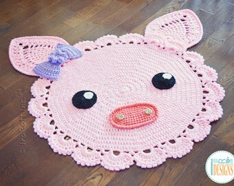 CROCHET PATTERN Pinky Piggy Rug PDF Crochet Pattern with Instant Download