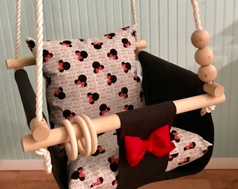 Baby Swing Minnie Mouse swing 1st Birthday Nursery swing indoor/outdoor swing Porch swing Toddler swing
