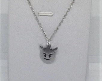 EMOJI, Devil Face, Emoticon Charm, Pendant with .925 Necklace - R725