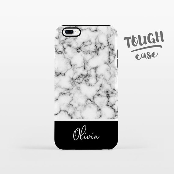 Marble NAME Personalized iPhone Case Custom iPhone X Case iPhone 8 Case iPhone 7 Plus Case iPhone 6 Plus iPhone 6S Black and White TOUGH