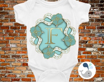 ON SALE Letter F Baby Onesie