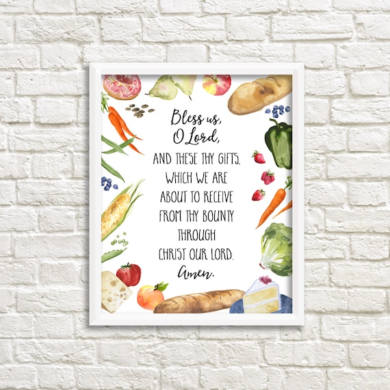 Grace Before Meals Bless Us O Lord Prayer 8x10 Printable Wall