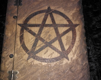 Wooden Book holding approx 150 sheets of paper. Pagan, Wiccan, B.O.S, Book of Shadows, spells, journal, Book of Mirrors - FREE UK SHIPPING!
