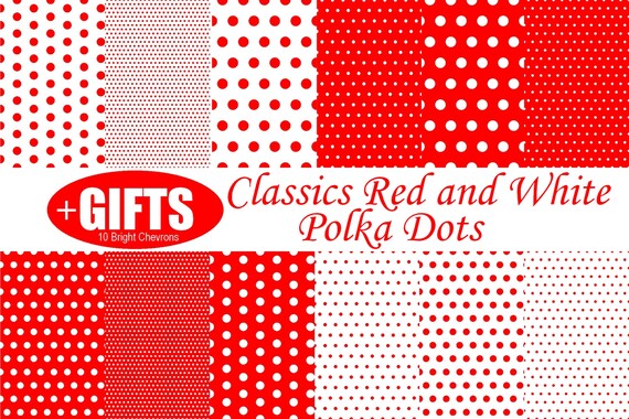 Classic Red and White Polka Dot digital paper scrapbook red polka dots for Red polka dot dress fabric print polka dot wall decal clipart DIY