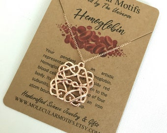 Blood Hemoglobin Molecule Necklace-Science Gift-Chemistry Gift-Doctor Gift-Phlebotomist Gift-Graduation Gift