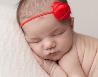 Cherry Red Headband, Baby Headbands, Newborn Headband, Red Baby Headbands, Newborn Headbands, Photography Props