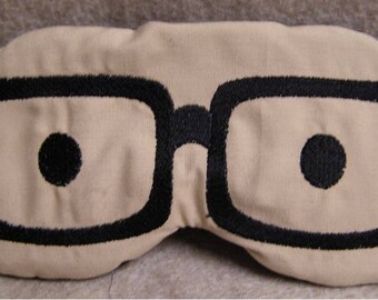 Embroidered Eye Mask, Sleeping, Cute Sleep Mask for Kids or Adults, Sleep Blindfold, Slumber Mask, Eye Shade, Eye Glasses Design, Handmade