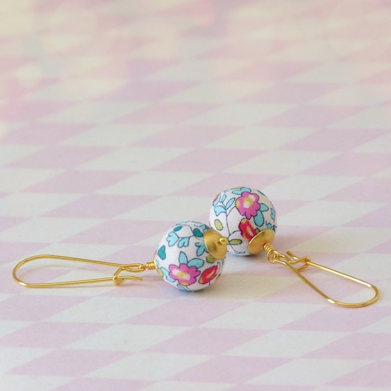 Liberty earrings,Cute earrings,Colorful earrings,Summer earrings,Flower earrings,Liberty jewelry,Summer trends,Gift under 30, Small gift