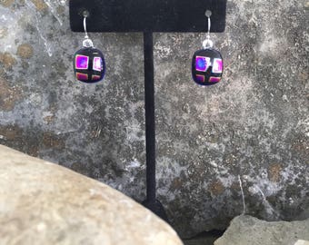 Dichroic fused glass earrings