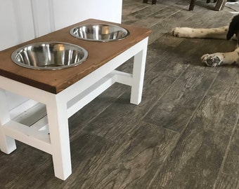 The Farmhouse Style Raised Dog Feeder Raised Dog Bowl Stand Elevated Dog Bowl Dog Dish Dog Feeder Pet Bowl Feeding Stand Elevated Dog Bowls
