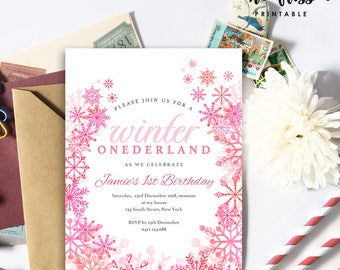 Winter Onederland Birthday Invitation | 5x7 | Editable PDF File | Instant Download | Personalize at home with Adobe Reader