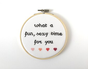 What A Fun Sexy Time For You Cross Stitch, Arrested Development, Engagement Gift, Michael Cera, TV Show, Funny Quote, Anniversary Gift