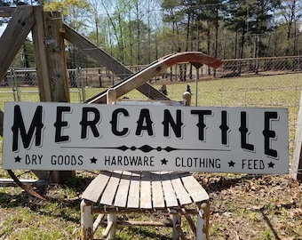 Mercantile Sign, Mercantile Country Store Sign, Rustic Wood Sign, Kitchen Sign, Family Sign, Vintage Sign, Farmhouse Sign, 48" x 11.25"