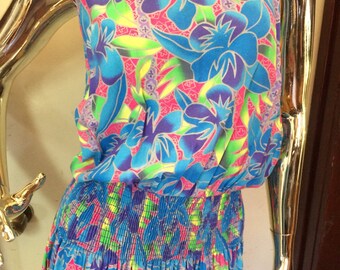 80s Dress Aloha neon