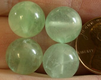 VINTAGE FLUORITE BEADS Mint Green 10-10.5 mm pkg4 rb35