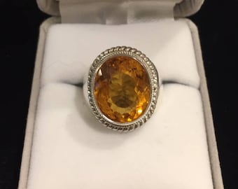 Fine Silver & Citrine Ring