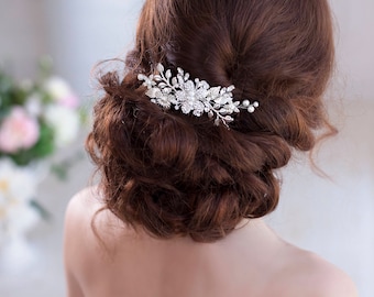 Silver hair comb Leaf hair comb Wedding hair comb Bridal hair comb Flower hair comb Crystal hair comb Bridal comb Wedding comb Silver comb