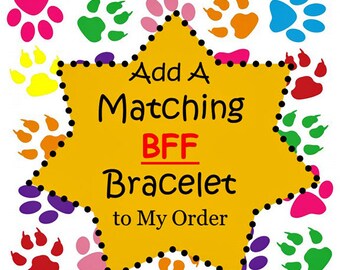 Add an Adjustable Matching (Non Canvas) BFF Bracelet to My Dog Collar Order - Best Friend Bracelet - (1/2" or 5/8" Width)