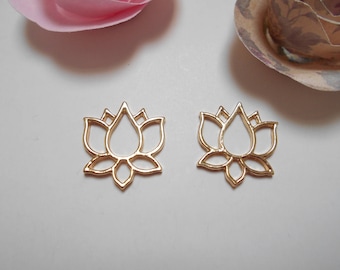 2 pendants origami lotus flower 20 x 20 mm gold